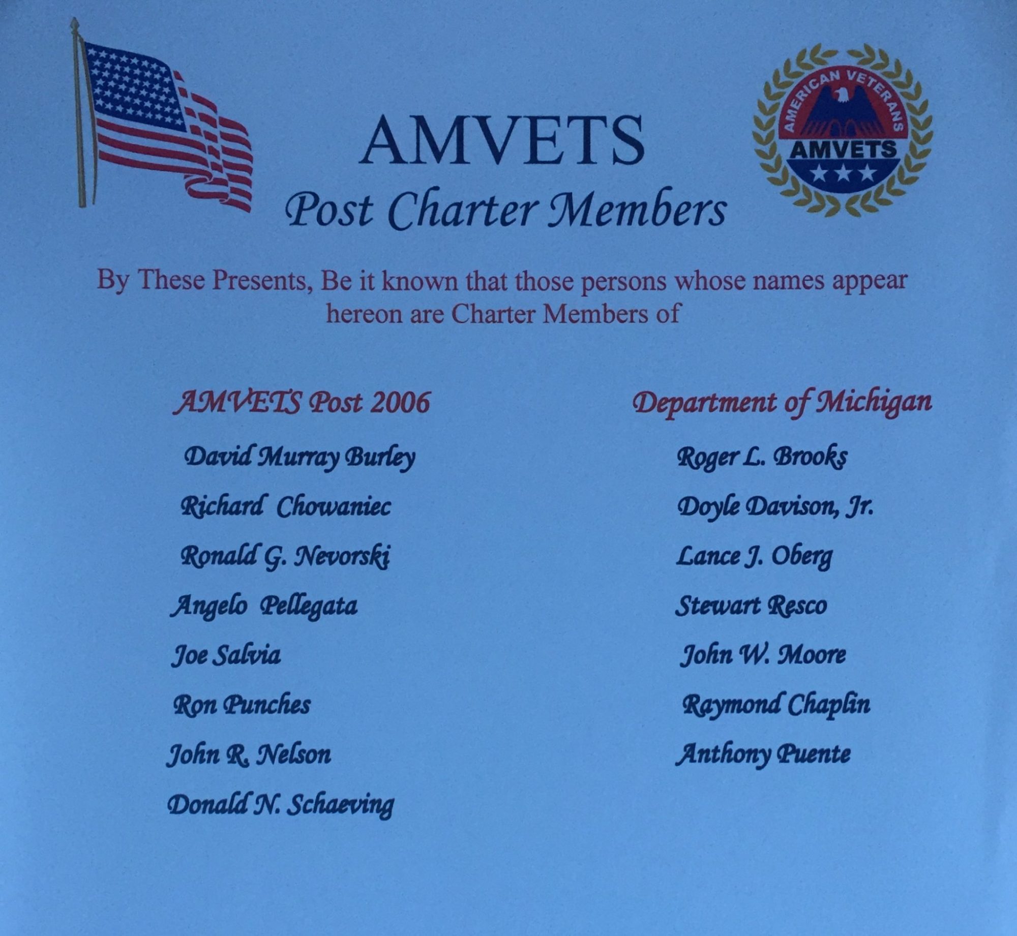 Charter Members AMVETS Post 2006